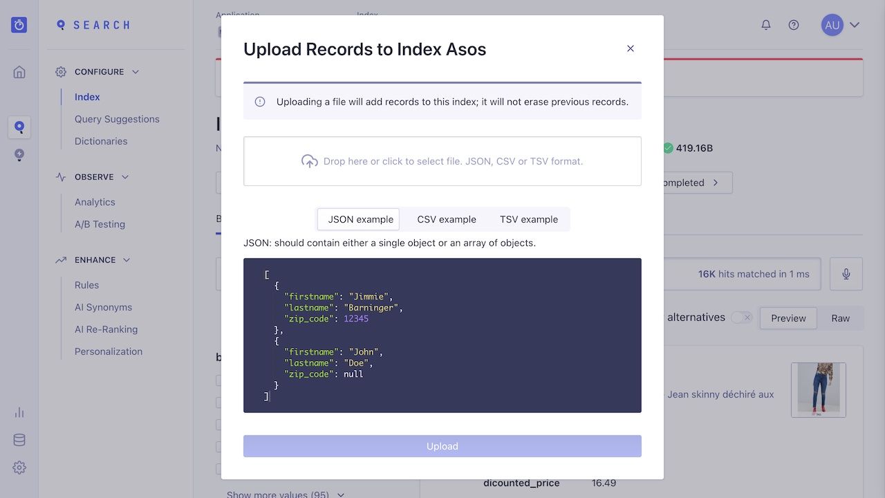 Drop file dashboard