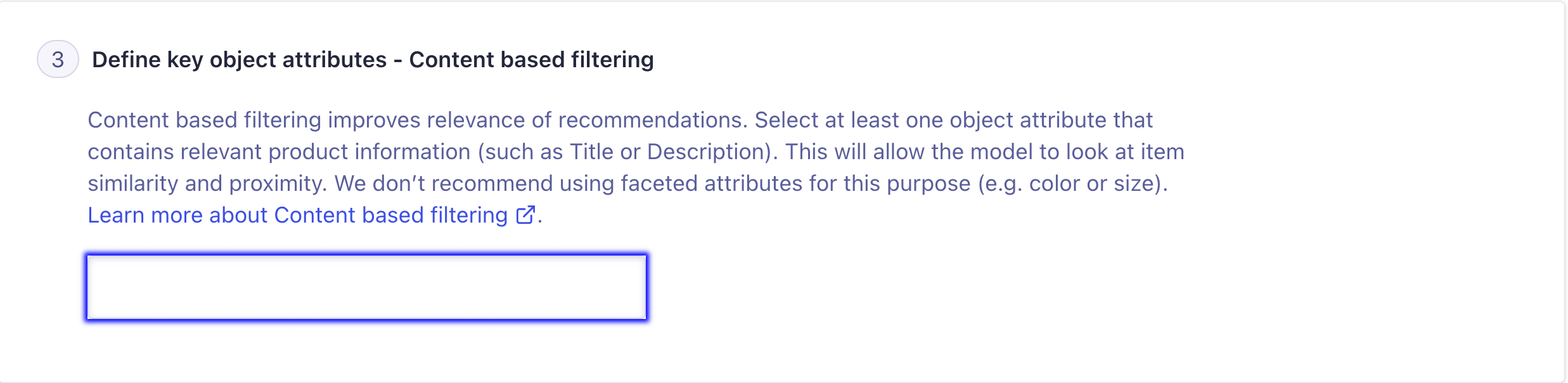 Define key attributes for content-based filtering to improve the Related Products model