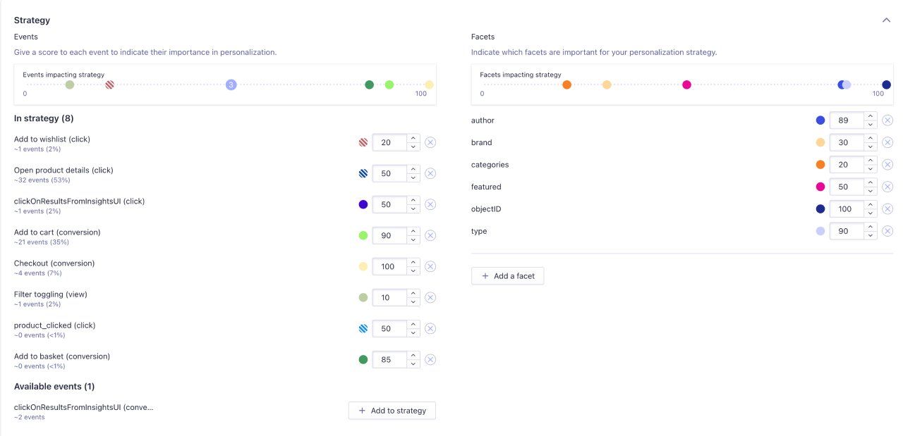 Add scores to each event to weigh their importance for personalization