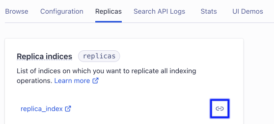 Unlink a replica index from its primary index