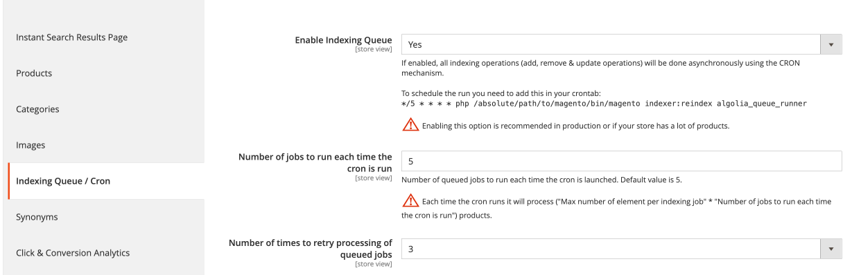 Configure how often the indexing queue processes indexing jobs and how many of them can be run in parallel