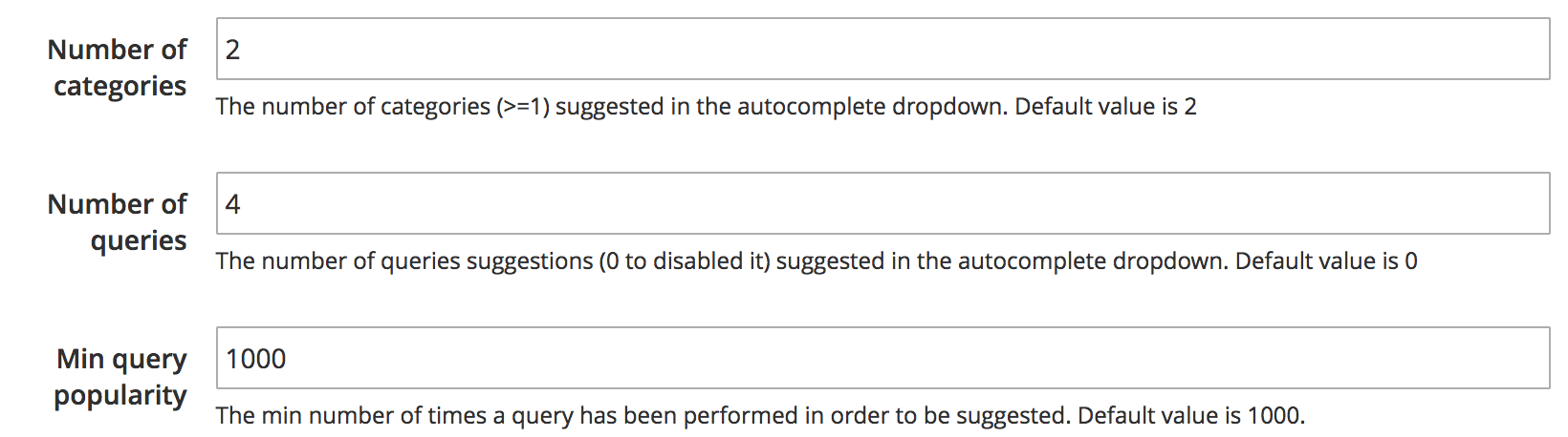 Configure suggestions