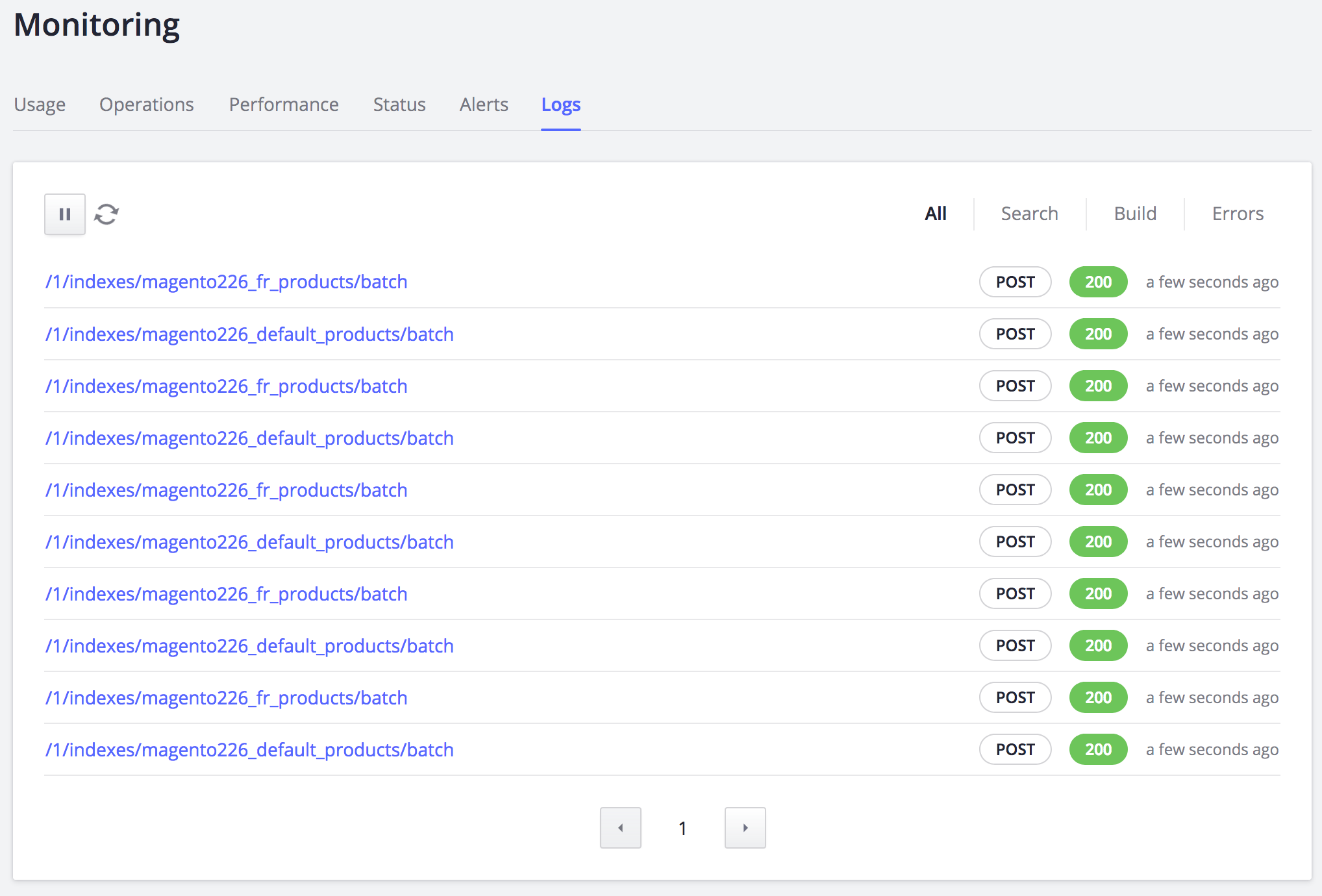 The most recent Algolia API operations