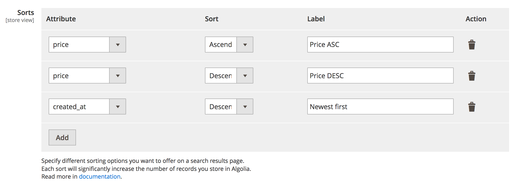 Default sorting (Magento extension store view)