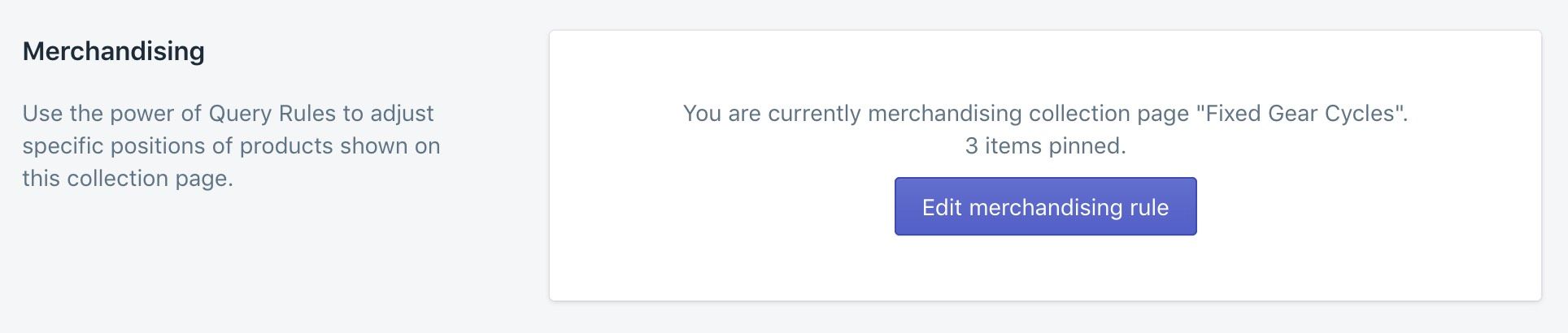 The Collection customisation merchandising settings in the Shopify admin